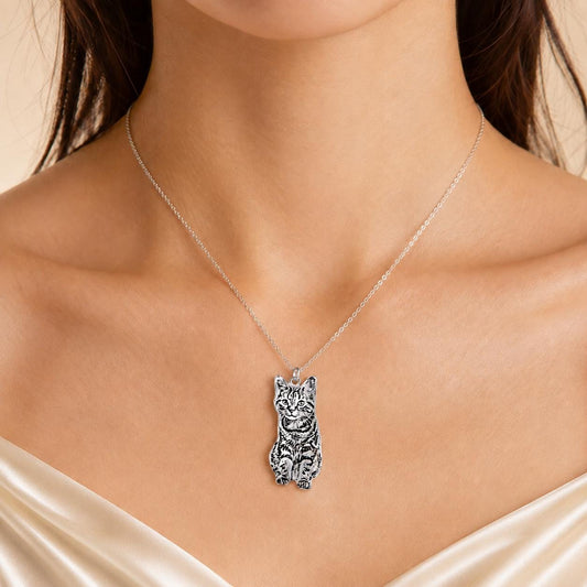 Custom Pet Portrait Necklace, Personalized Dog Memorial Jewelry, Engraved Pendant Necklace