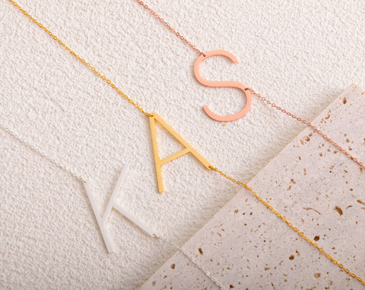 Big Letter Necklace, Custom Large Initial Necklace, Alexis Rose large initial Necklace, Sideways Initial Jewelry, Mother Day Gift