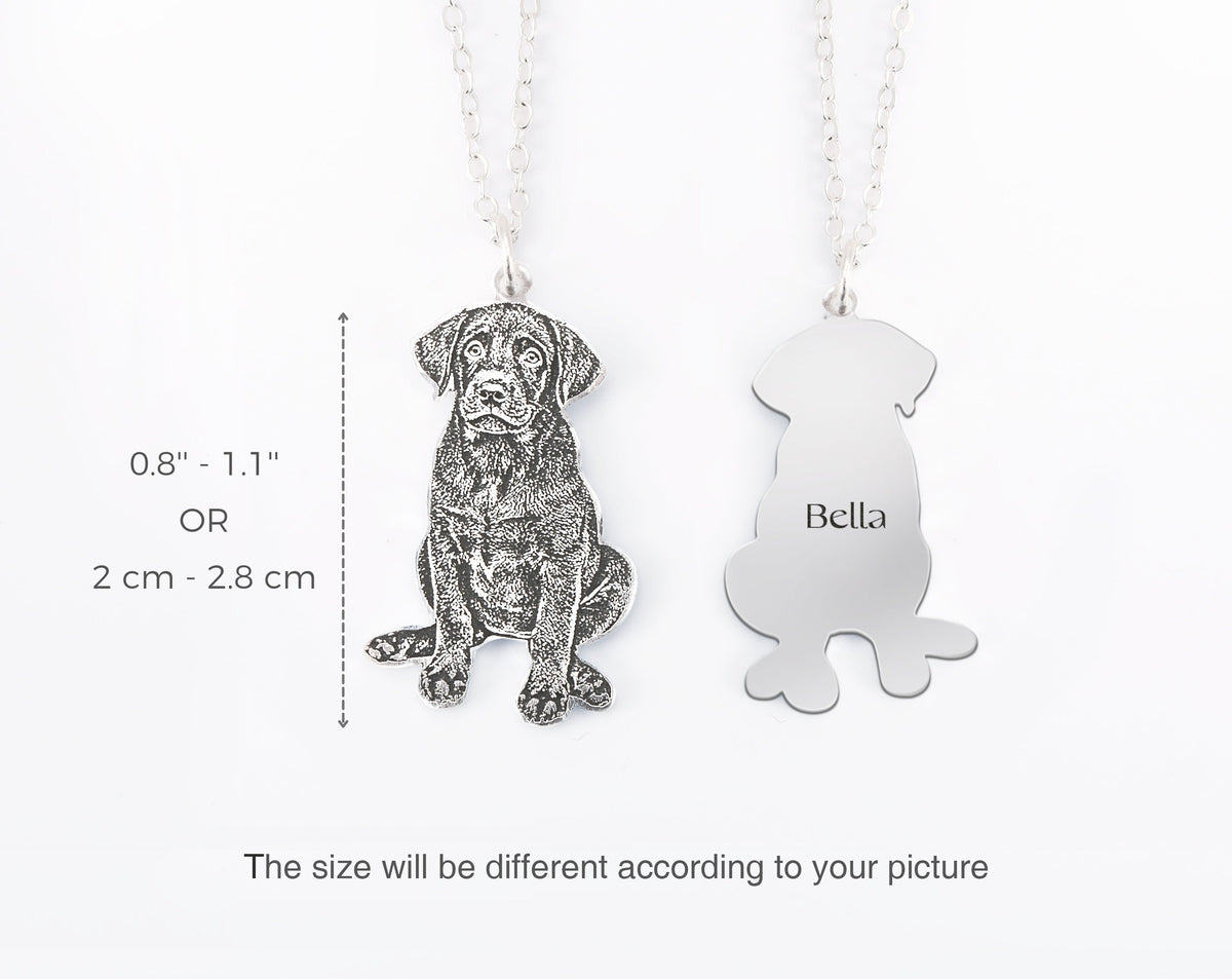 Custom Pet Portrait Necklace, Personalized Dog Memorial Jewelry, Engraved Pendant Necklace
