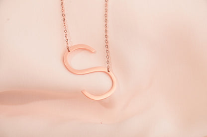 Big Letter Necklace, Custom Large Initial Necklace, Alexis Rose large initial Necklace, Sideways Initial Jewelry, Christmas Gift