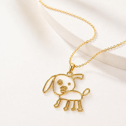 Custom Kids Drawing Necklace, Gold Silver Pendant, Personalized Keepsake Jewelry