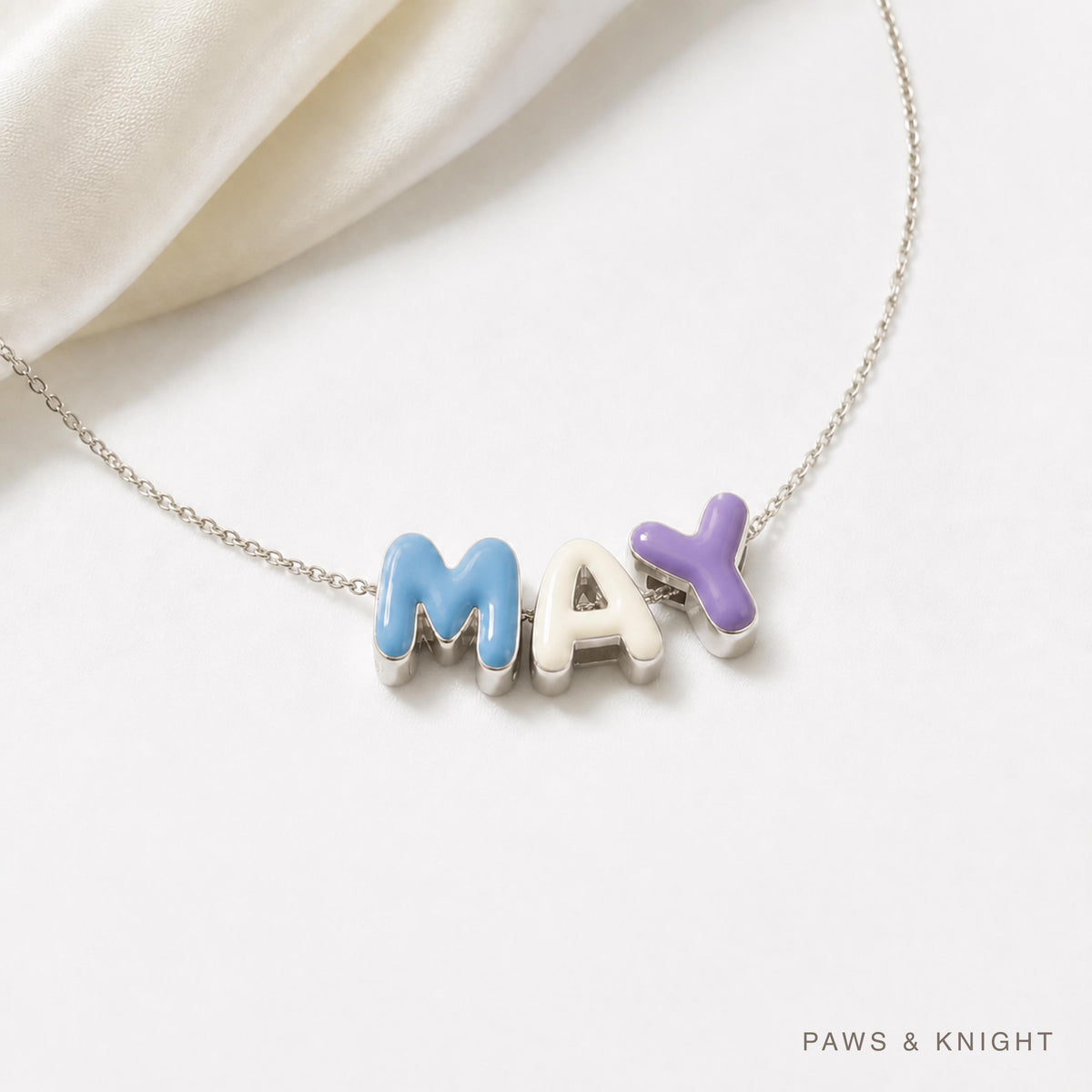 Custom Enamel Bubble Letter Necklace, Personalized Name Jewelry, Colorful Initials (Gold/Silver/Rose Gold)