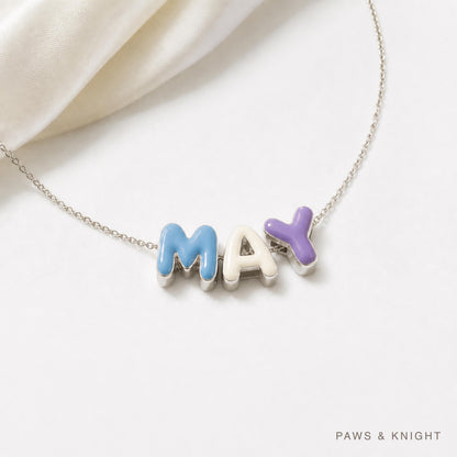 Custom Enamel Bubble Letter Necklace, Personalized Name Jewelry, Colorful Initials (Gold/Silver/Rose Gold)