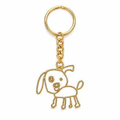 Custom Kids Drawing Keychain, Child Art Key Ring, Pet Doodle Keepsake, Sterling Silver Charm