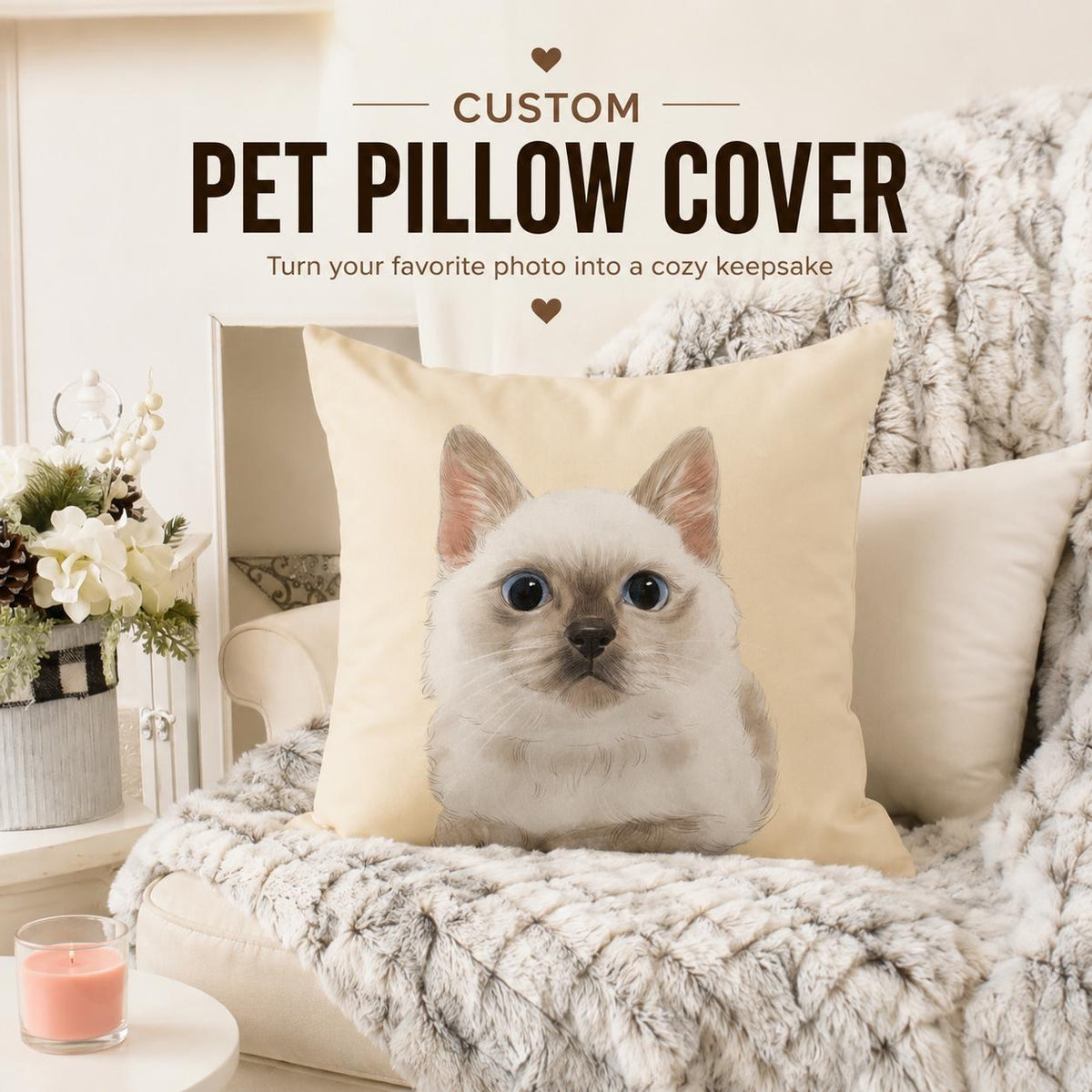 Custom Pet Photo Pillow | Personalized Memorial Keepsake (CASE ONLY)