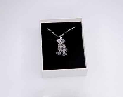 Custom Pet Portrait Necklace, Personalized Dog Memorial Jewelry, Engraved Pendant Necklace