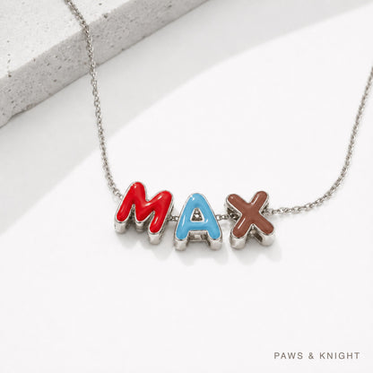Custom Enamel Bubble Letter Necklace, Personalized Name Jewelry, Colorful Initials (Gold/Silver/Rose Gold)