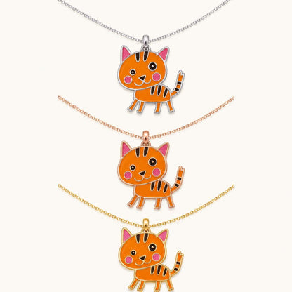 Custom Kids Drawing Necklace, Gold Silver Enamel Pendant, Customised Doodle Jewelry