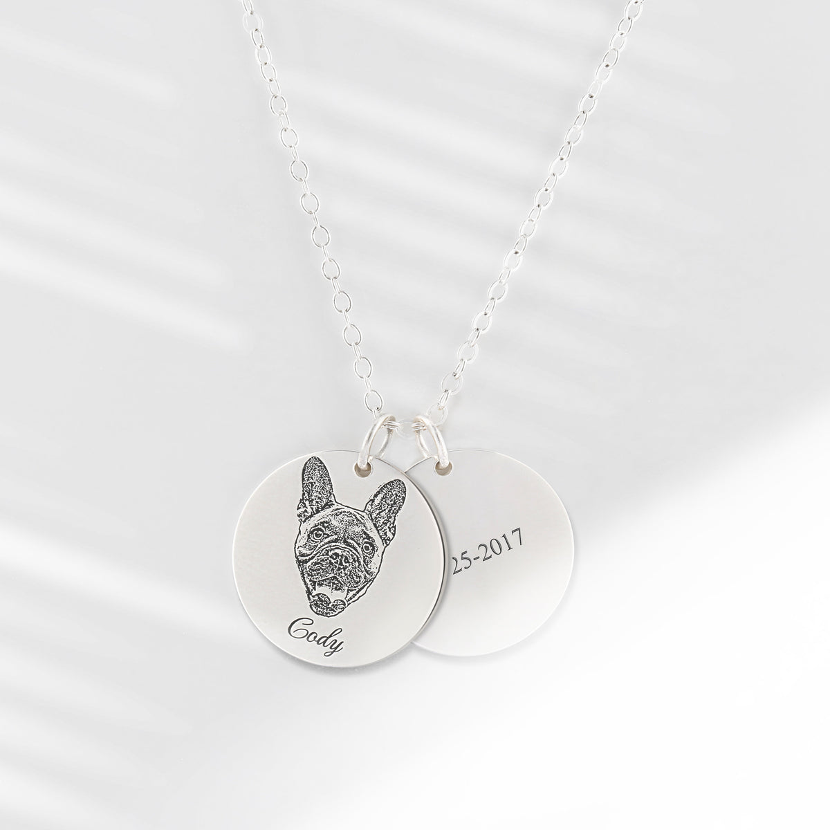 Custom Pet Portrait Necklace, Engraved Photo Pendant, Personalized Memorial Jewelry