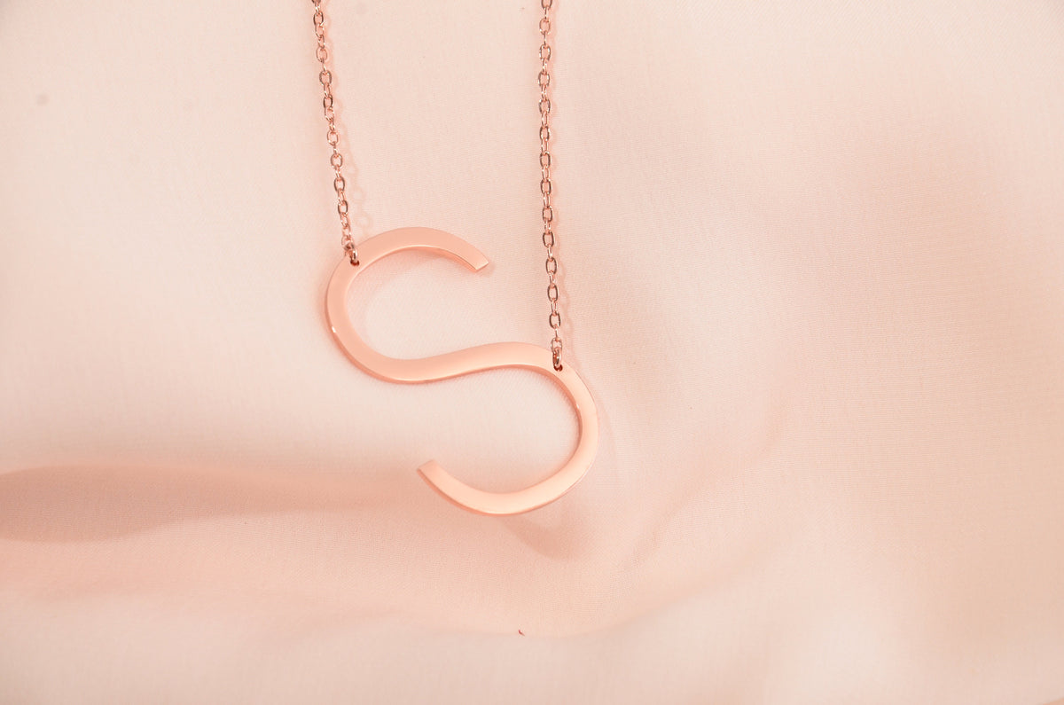 Big Letter Necklace, Custom Large Initial Necklace, Alexis Rose large initial Necklace, Sideways Initial Jewelry, Mother Day Gift