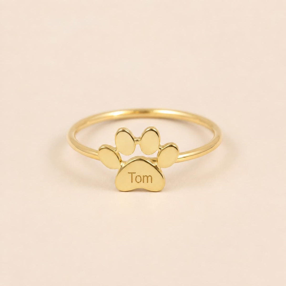 Personalized Paw Print Ring, Custom Pet Name Jewelry, Minimalist Stainless Steel Keepsake