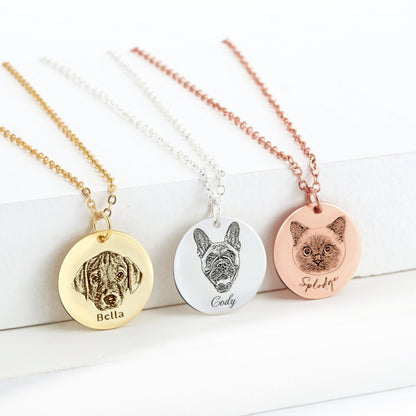 Custom Pet Portrait Necklace, Personalized Pet Photo Jewelry, Personalized Gifts, Pet Photo Necklace, Pet Memorial Necklace, Gift For Mom
