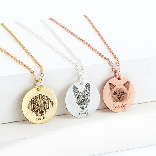 Custom Pet Portrait Necklace, Personalized Pet Photo Jewelry, Personalized Gifts, Pet Photo Necklace, Pet Memorial Necklace, Gift For Mom