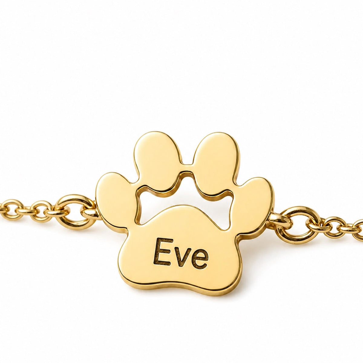 Personalized Pet Name Paw Bracelet, Custom Engraved Dog Cat Jewelry
