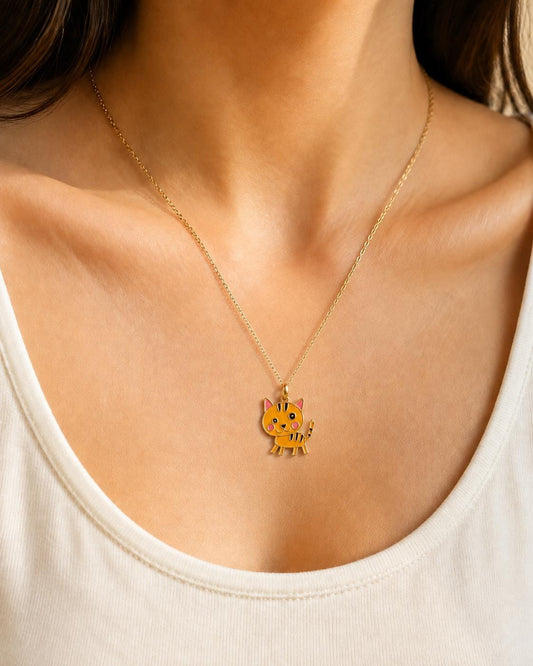 Custom Kids Drawing Necklace, Gold Silver Enamel Pendant, Customised Doodle Jewelry