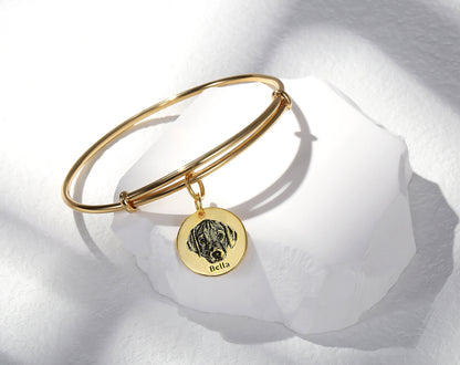 Personalized Pet Portrait Bracelet, Custom Memorial Jewelry, Gold Plated Silver Rose Gold
