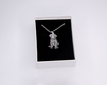 Custom Pet Portrait Necklace, Personalized Dog Memorial Jewelry, Engraved Pendant Necklace