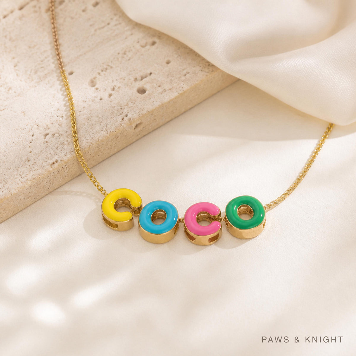 Custom Enamel Bubble Letter Necklace, Personalized Name Jewelry, Colorful Initials (Gold/Silver/Rose Gold)