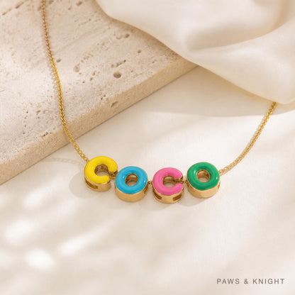 Custom Enamel Bubble Letter Necklace, Personalized Name Jewelry, Colorful Initials (Gold/Silver/Rose Gold)