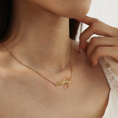 Personalized Name Necklace, Custom Minimalist Jewelry, Gold Plated Silver Rose Necklace, Gift For Mom