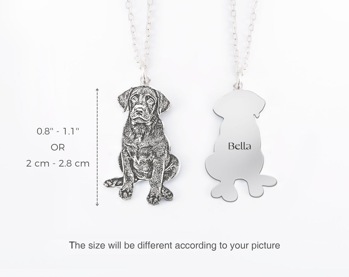 Custom Pet Portrait Necklace, Personalized Dog Memorial Jewelry, Engraved Pendant Necklace