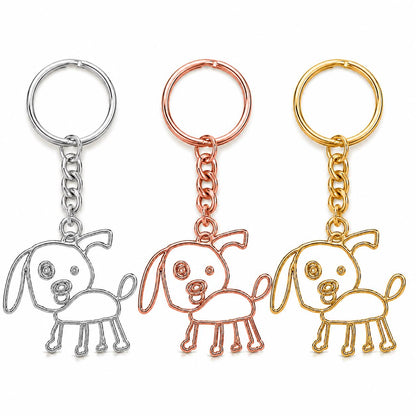 Custom Kids Drawing Keychain, Child Art Key Ring, Pet Doodle Keepsake, Sterling Silver Charm