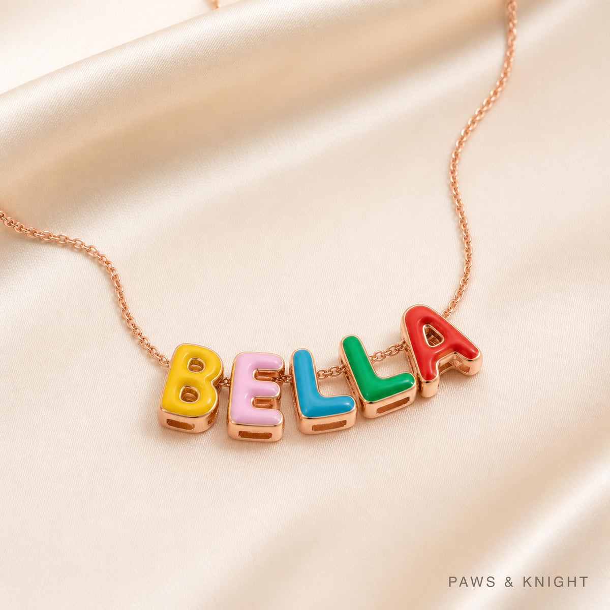 Custom Enamel Bubble Letter Necklace, Personalized Name Jewelry, Colorful Initials (Gold/Silver/Rose Gold)