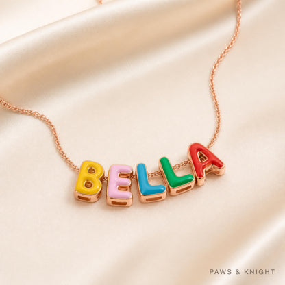 Custom Enamel Bubble Letter Necklace, Personalized Name Jewelry, Colorful Initials (Gold/Silver/Rose Gold)