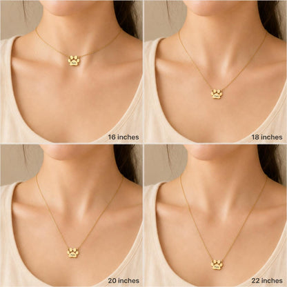 Personalized Paw Name Necklace, Sideways Pet Jewelry, Gold Plated Dog Mom Gift