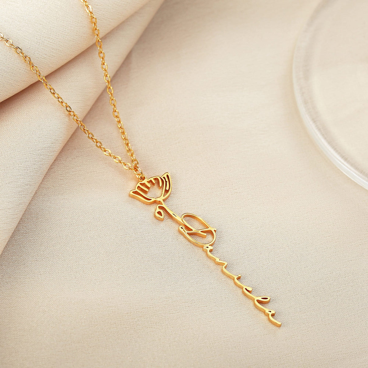 Custom Name Necklace with Birth Flower, Personalized Gold Jewelry, Minimalist Style