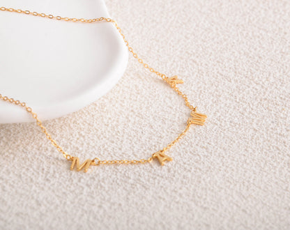 Personalised Sideways Initial Necklace, Tiny Letter Choker, Gold Plated Heart Charm