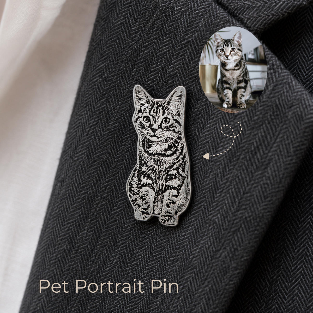 Custom Engraved Pet Portrait Pin, Personalized Dog or Cat Brooch (Copper Base)