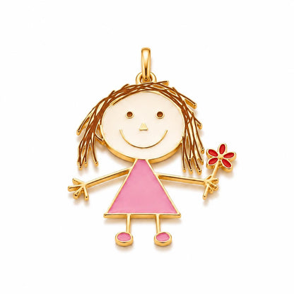Custom Kids Drawing Necklace, Sterling Silver Enamel Pendant, Personalized Keepsake Jewelry