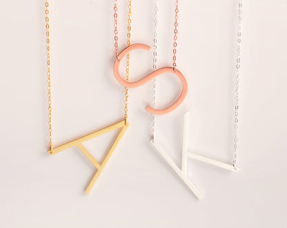 Big Letter Necklace, Custom Large Initial Necklace, Alexis Rose large initial Necklace, Sideways Initial Jewelry, Christmas Gift