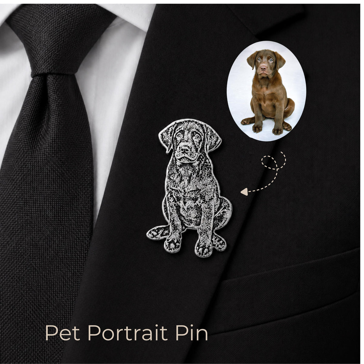 Custom Engraved Pet Portrait Pin, Personalized Dog or Cat Brooch (Copper Base)