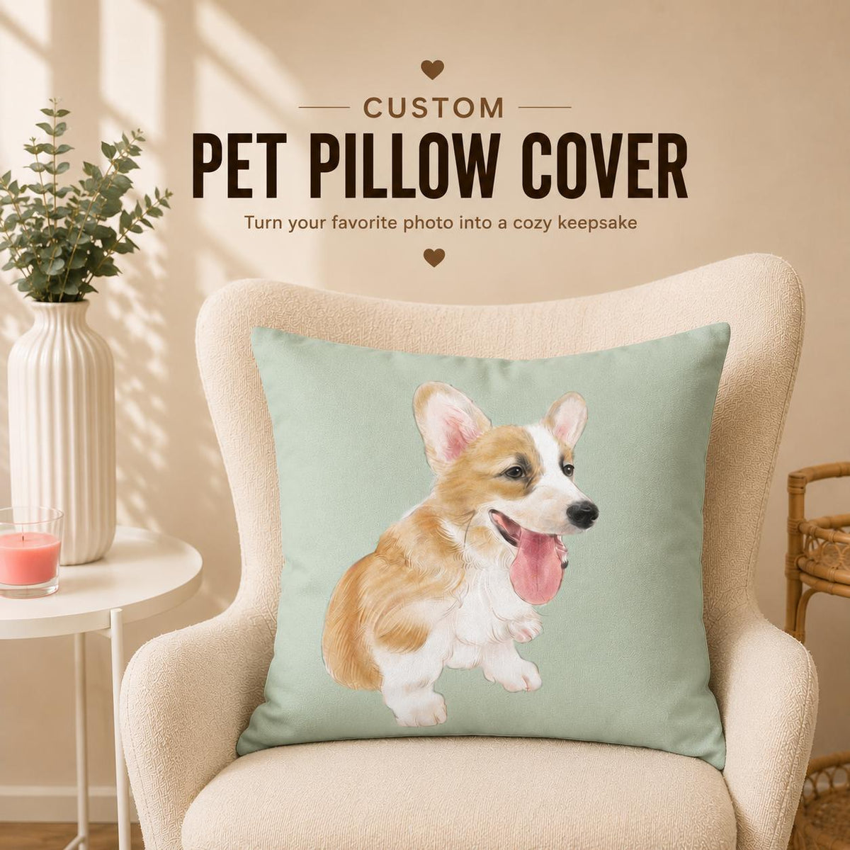 Custom Pet Photo Pillow | Personalized Memorial Keepsake (CASE ONLY)