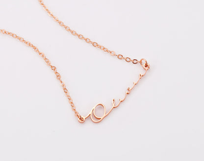 Personalized Name Necklace, Custom Minimalist Jewelry, Gold Plated Silver Rose Necklace, Gift For Mom